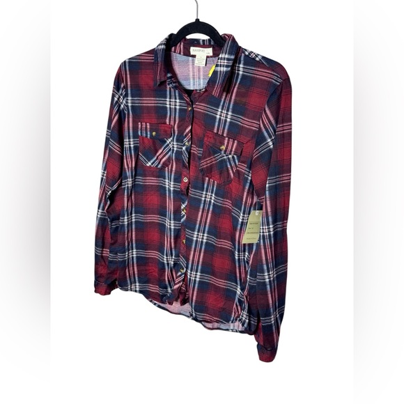 NWT | Passport Girl | Plaid Button-Down Shirt | Size 14 | Red/Blue - Picture 5 of 7